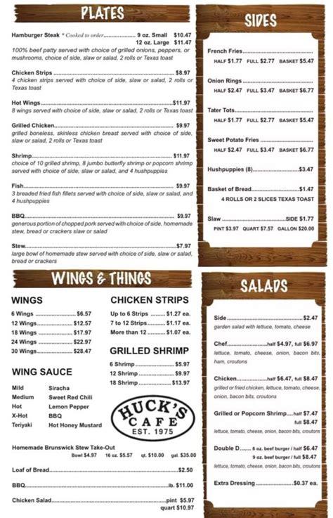 Hucks tavern menu ”